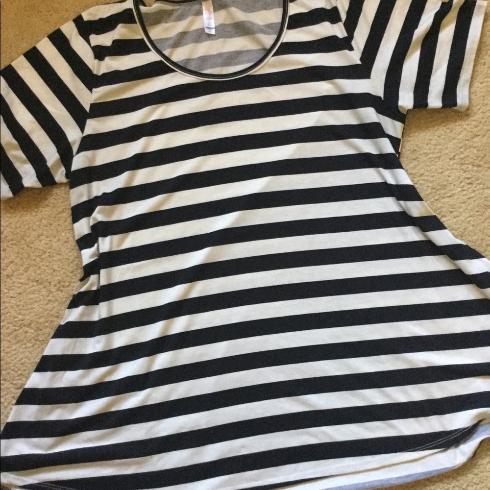 UNICORN Lularoe perfect t 2xl black white stripe